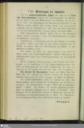 VIII. Wiederbeginn der Schulkurse