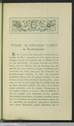 Methodik, ein nothwendiges Lehrfach an Musikanstalten