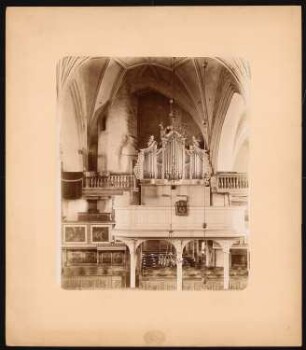 Kreuzkirche Spremberg Wiederherstellung: Ansicht der Orgel mit der Empore (18.Jh.)