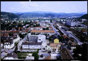 Lörrach: vom Rathausturm Richtung Norden mit Rötteln