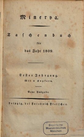 Minerva : Taschenbuch, 1809 = [Jg. 1]