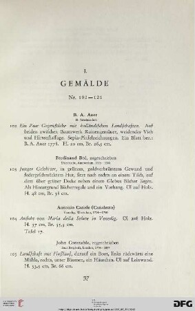 I. Gemälde (Nr.102-121)