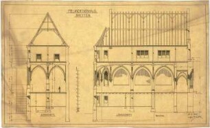Billing, Hermann; Bretten (Baden-Württemberg), Marktplatz; Melanchthonhaus - Querschnitt, Längsschnitt