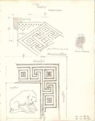 Littmann, Max; Italien; Deutschland; Reisezeichnungen - Mosaiken, Pompeji (Details)
