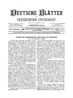 Aufgabe der geschichtlichen Darstellung der Pädagogik