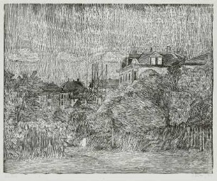 Landschaft mit Baugerüst