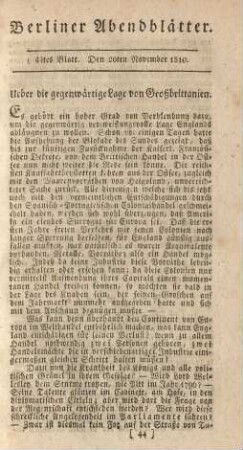 44tes Blatt. Den 20ten November 1810.