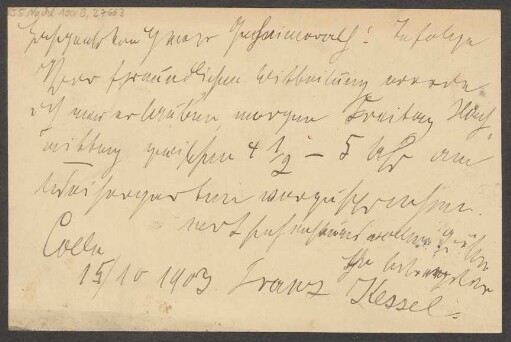 Brief an Ludwig Strecker <senior> an B. Schott's Söhne : 15.10.1903