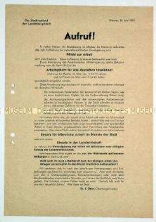 Amtliche Bekanntmachung der Stadt Weimar zur Arbeitspflicht