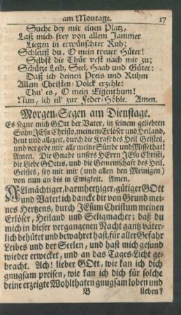 Morgen-Segen am Dienstage