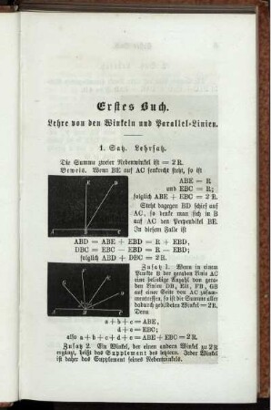 Erstes Buch. Lehre von den Winkeln und Parallel-Linien.