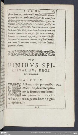 De Finibus Spiritualibus Regenerationis. Caput IX.