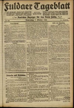 Ausgabe vom Donnerstag, den 07. Oktober 1920.