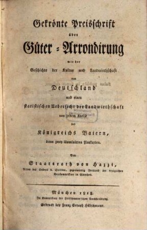 Gekrönte Preisschrift über Güter-Arrondirung