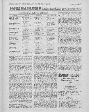 Konfirmanden der evangelischen Kirchgemeinde Eisenach 1938