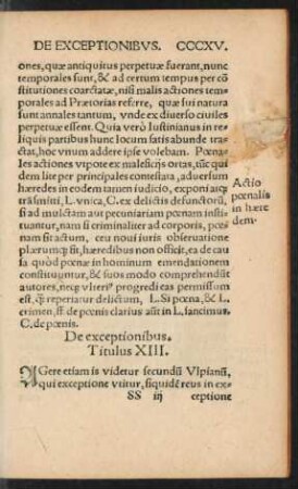 De exceptionibus. Titulus XIII.
