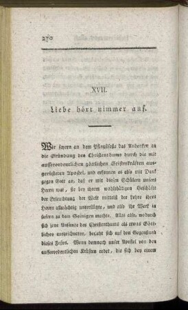 XVII. Liebe hört nimmer auf.