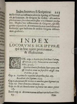 Index Locorum & Scripturae, qui in hoc opere proferuntur, & illustrantur.