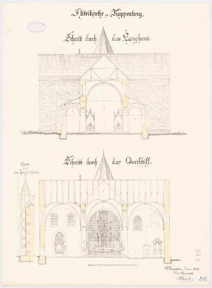Abteikirche, Kappenberg Wiederherstellung: Querschnitte 1:100