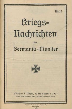 10.1917: Kriegsnachrichten der Germania, Münster