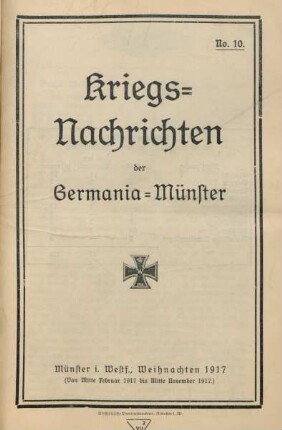 10.1917: Kriegsnachrichten der Germania, Münster
