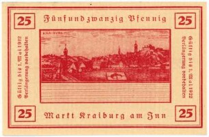 Geldschein / Notgeld, 25 Pfennig, gültig bis 1.5.1922