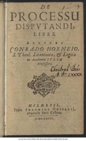 De Processu Disputandi, Liber