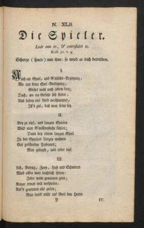 N. XLII. Die Spieler