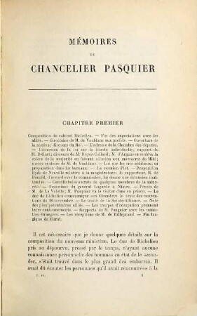 Mémoires du Chancelier Pasquier, 2,1. Restauration : 1815 - 1820