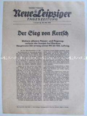 Extrablatt der "Neuen Leipziger Tageszeitung" u. a. zur Eroberung Kertschs.