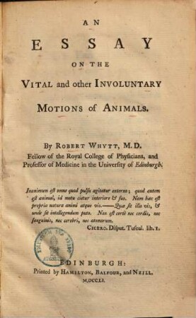 An essay on the vital and other involuntary motions of animals