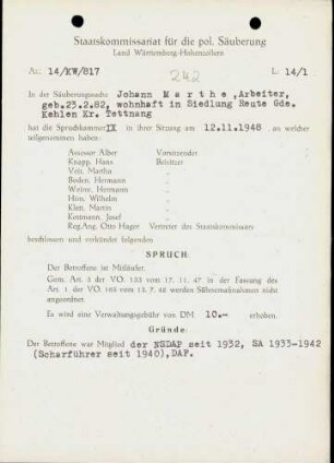 Marthe, Johann