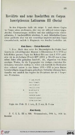 4: Revidirte und neue Inschriften zu Corpus Inscriptionum Latinarum III (Dacia), [1]