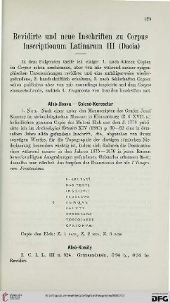 4: Revidirte und neue Inschriften zu Corpus Inscriptionum Latinarum III (Dacia), [1]