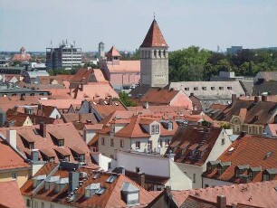 Regensburg - Stadtübersicht : Stadtübersicht mit Türmen und Dächern. Aufgenommen am 16. Juli 2011 in Regensburg