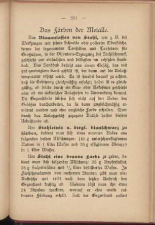 Das Färben der Metalle.