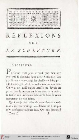 Réflexions sur la sculpture