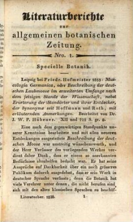 Flora oder allgemeine botanische Zeitung. Literaturberichte zur Flora oder allgemeinen botanischen Zeitung : im Auftr. d. Königl. Bayerischen Botanischen Gesellschaft hrsg.. 6. 1836