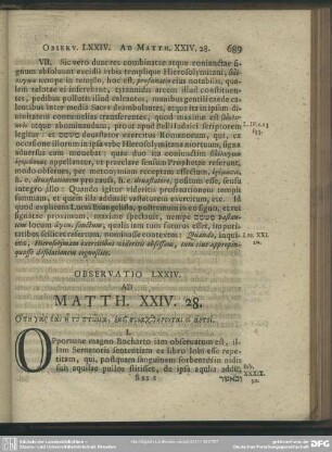 Observatio LXXIV. Ad Matth. XXIV. 28.