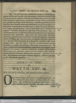 Observatio LXXIV. Ad Matth. XXIV. 28.