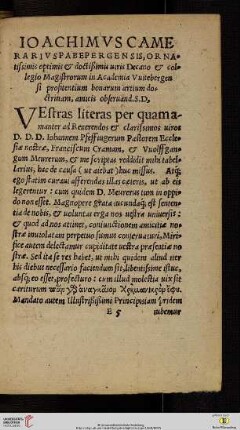 Ioachimus Camerarius Pabepergensis [...]