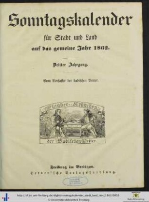 Dritter Jahrgang: Sonntagskalender für Stadt und Land: ... auf das gemeine Jahr 1862