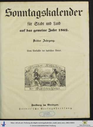 Dritter Jahrgang: Sonntagskalender für Stadt und Land: ... auf das gemeine Jahr 1862