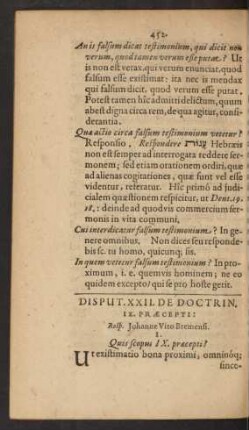 Disput. XXII. De Doctrin. IX. Praecepti: