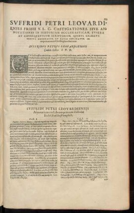 Suffridi Petri Leovardiensis Annotationes in Librum ... Historiae Eccles. Eusebii Pamphili.