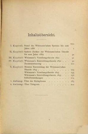 Eine kritische Darstellung der Weismann'schen Theorie