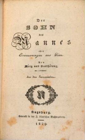 Der Sohn des Mannes oder Erinnerungen aus Wien