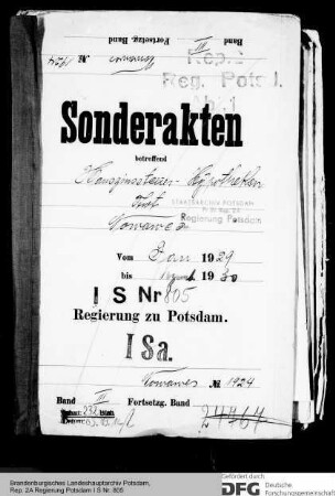 Hauszinssteuerhypotheken für Nowawes, ab 1938 Babelsberg