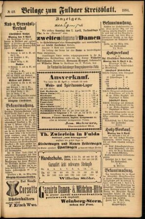 Zweite Ausgabe vom Donnerstag, den 05. April 1894.