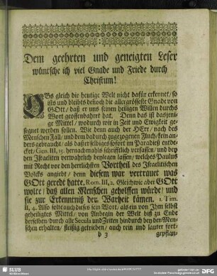 Vorrede an den geehrten und geneigten Leser